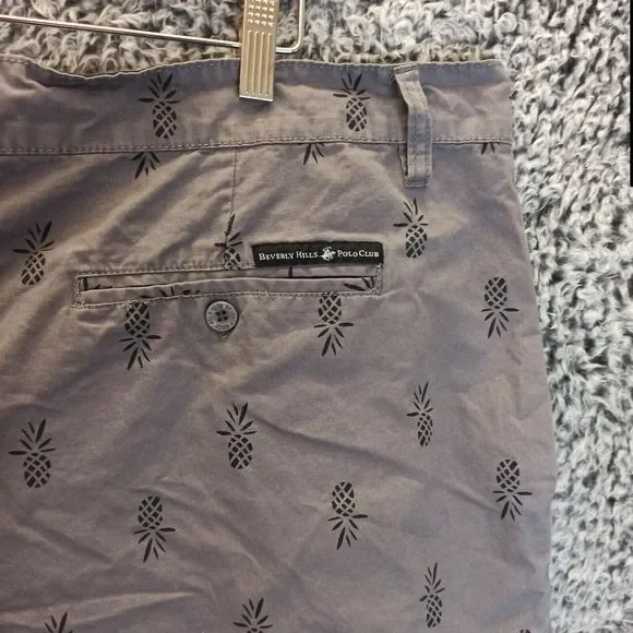 Polo Club Beverly Hills Short Adult 48 Gray Pineapple Print Pockets Men - Picture 9 of 9